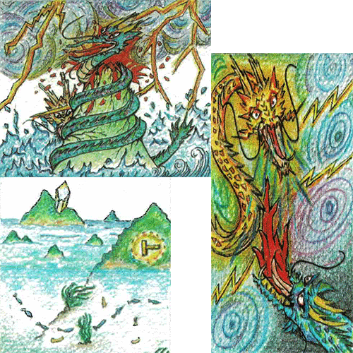 金の龍と青い龍